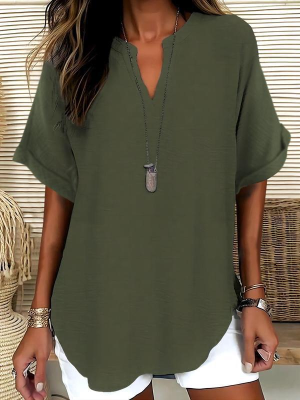 Xalina - Soft-Touch Notched-Neck Blouse